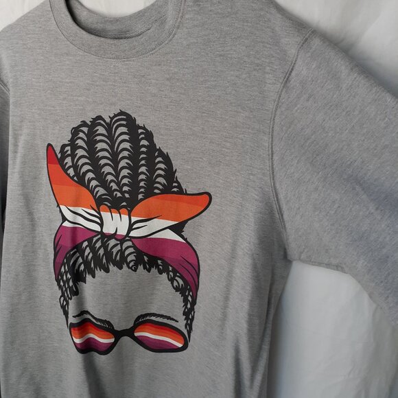 Messy Bun African Mama Pride - New Medium Heather Gray Sweatshirt - Picture 4 of 8